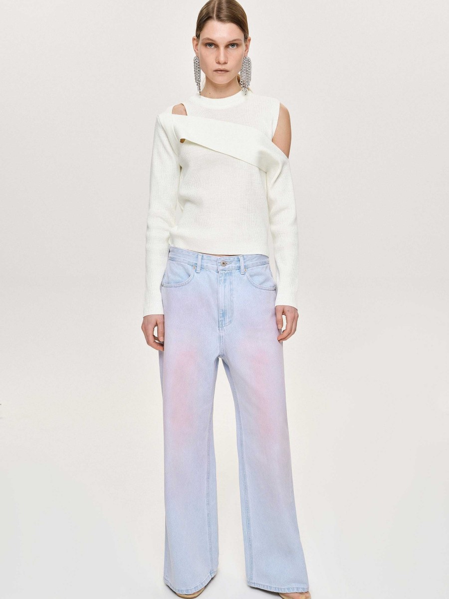 Source Unknown Painted Wide-Leg Jeans, Pink Washed