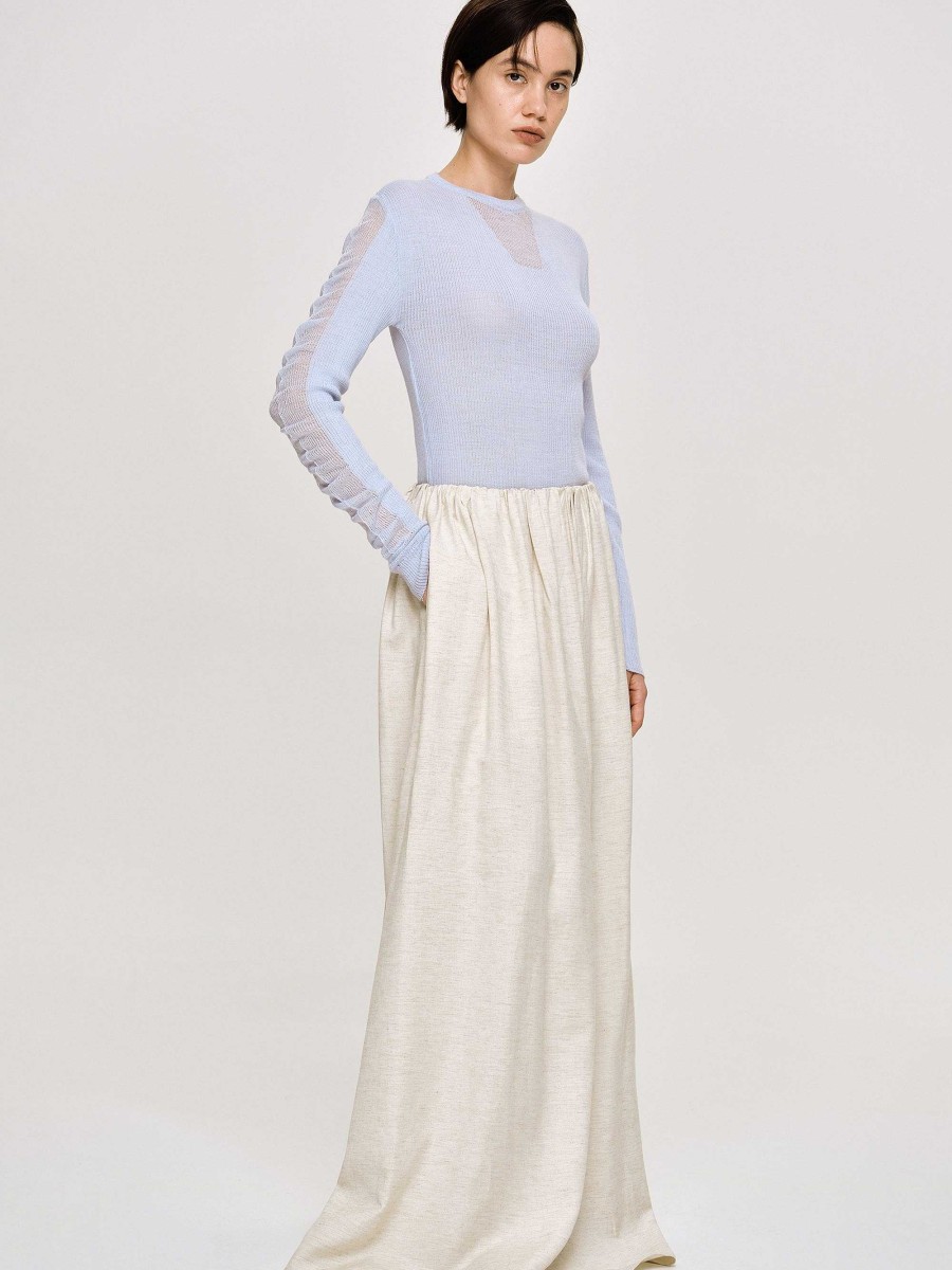 Source Unknown Sheer Sleeve Knit, Sky Blue