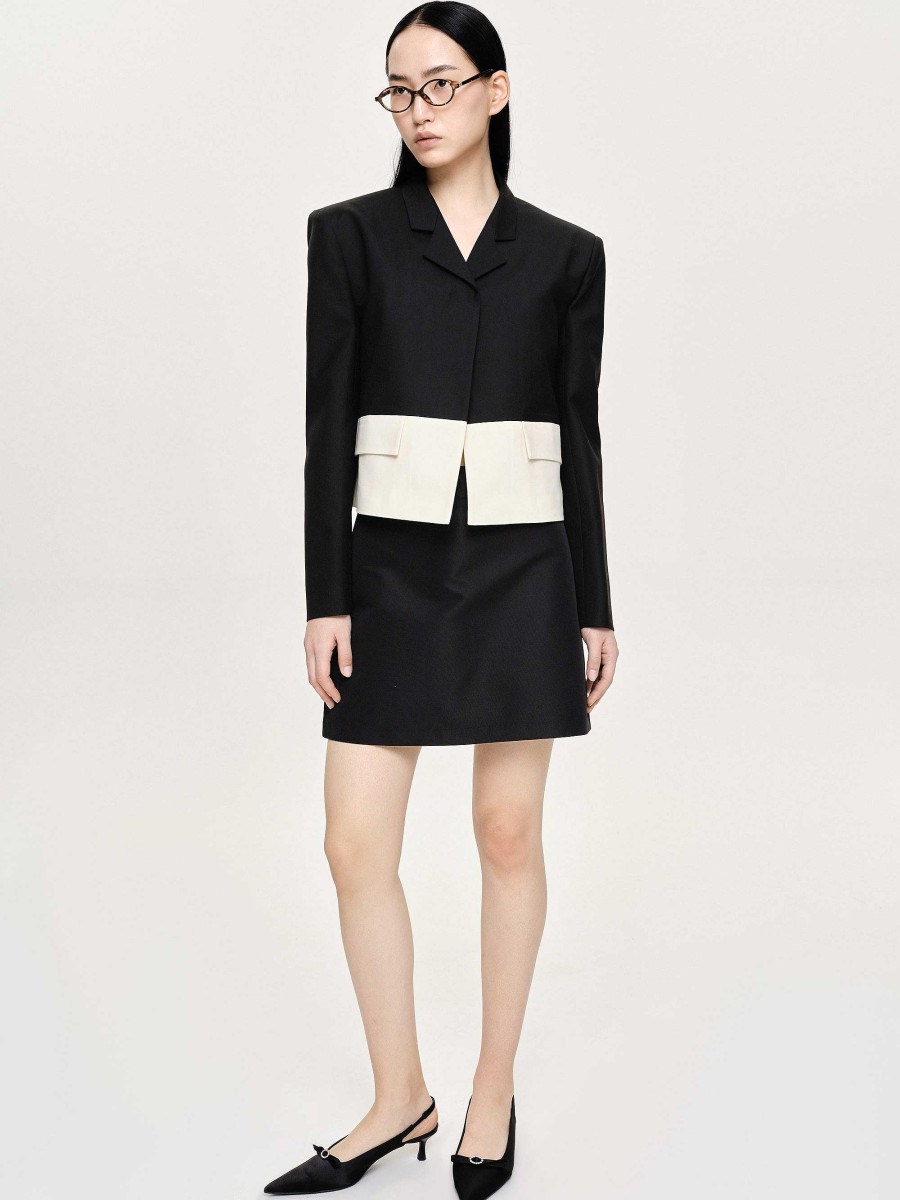 Source Unknown Bicolor Blazer, Black/Ivory