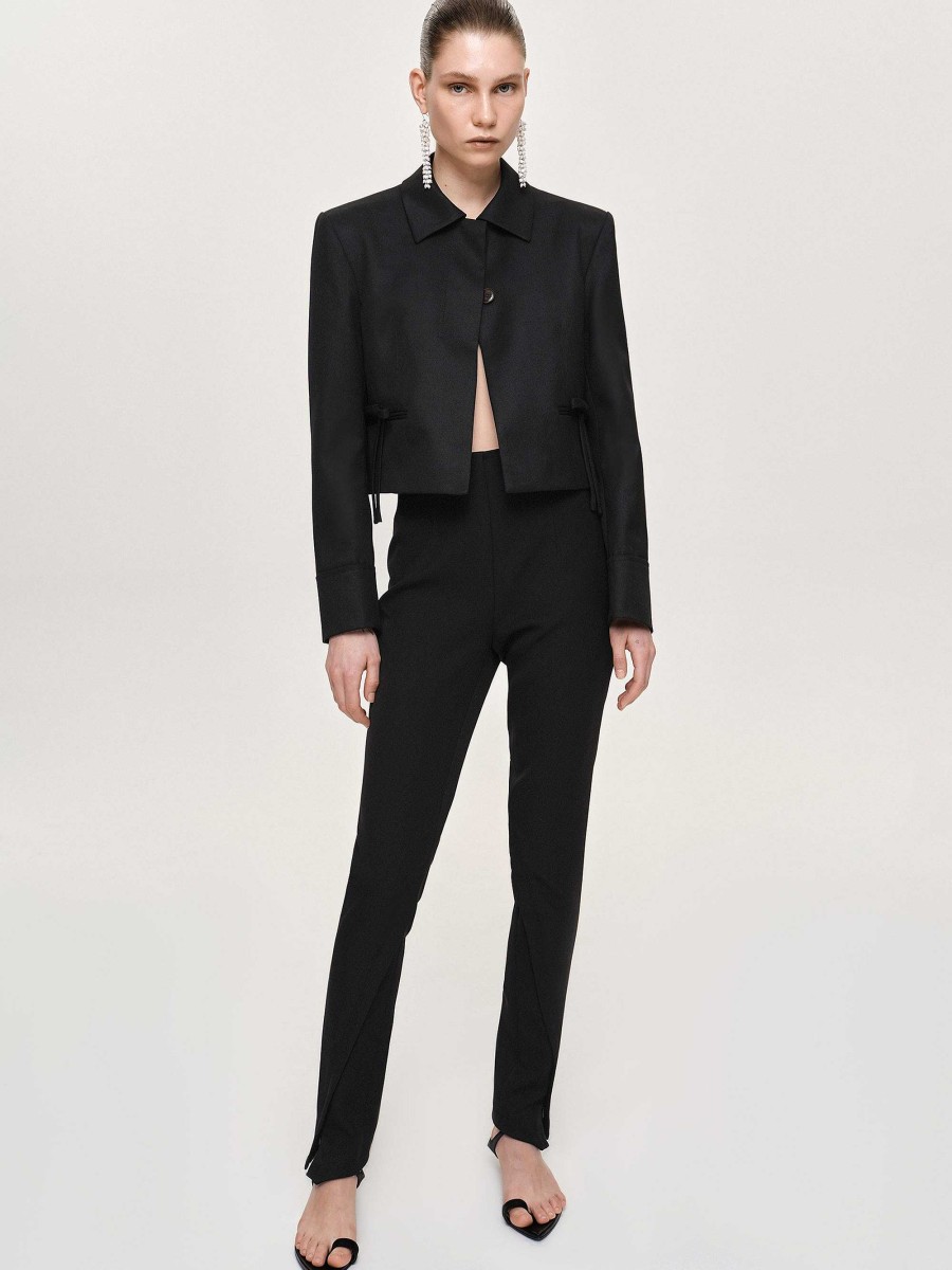 Source Unknown Sisilia Bow Cropped Blazer, Black