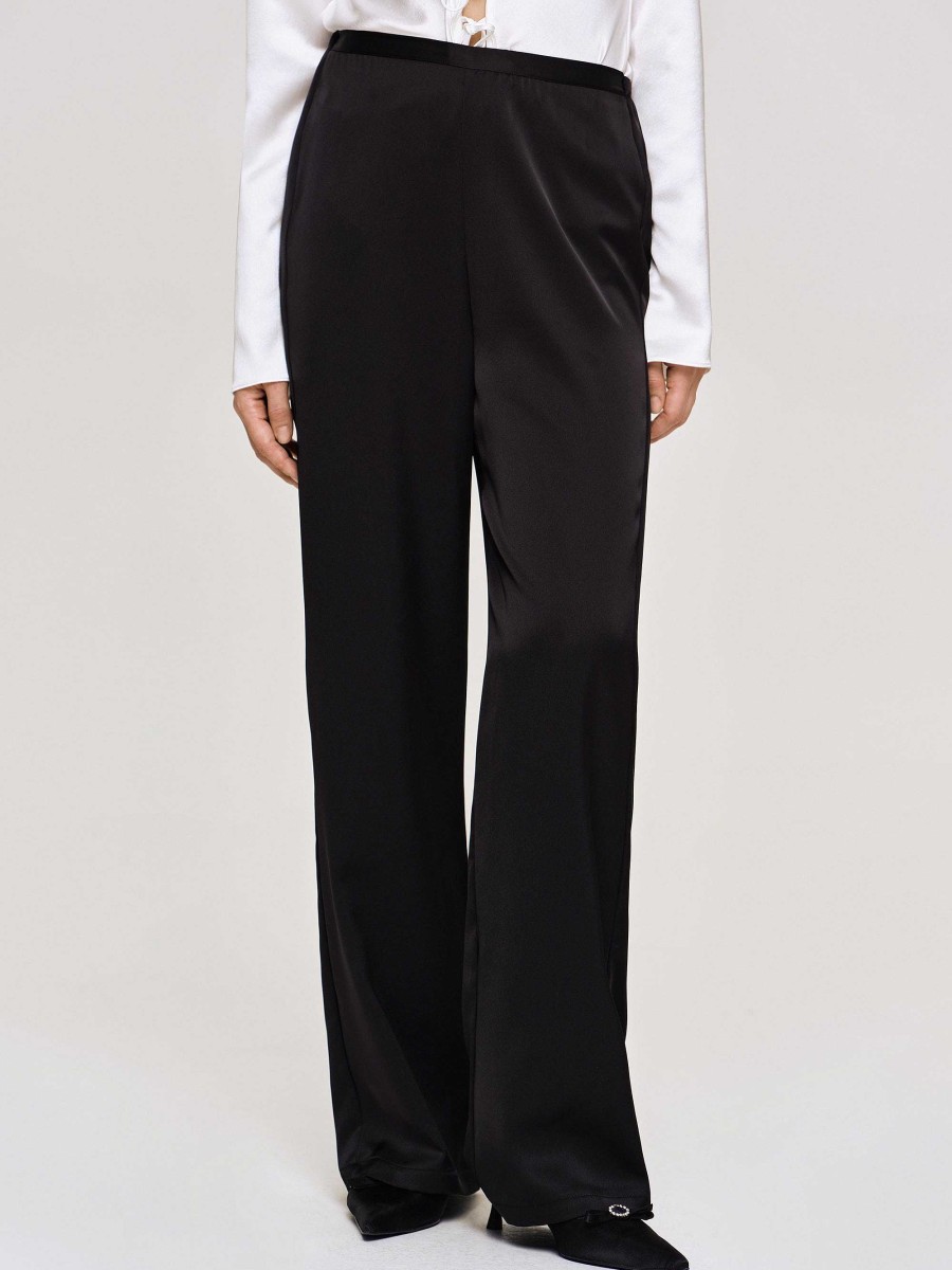 Source Unknown Satin-Crepe Pants, Black