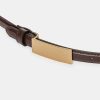 Source Unknown Plate Buckle Leather Belt, Brunette