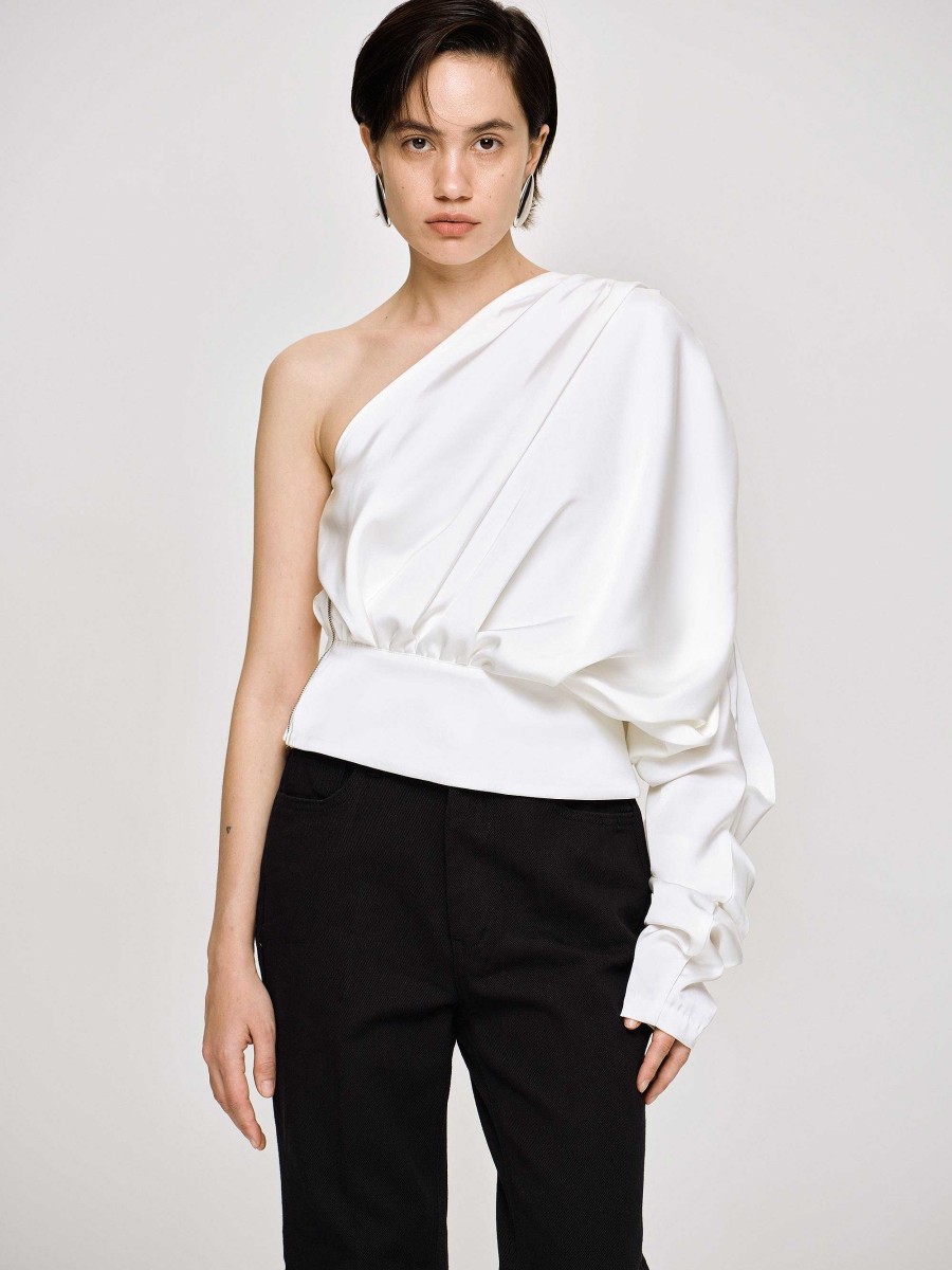 Source Unknown One-Shoulder Blouse, White