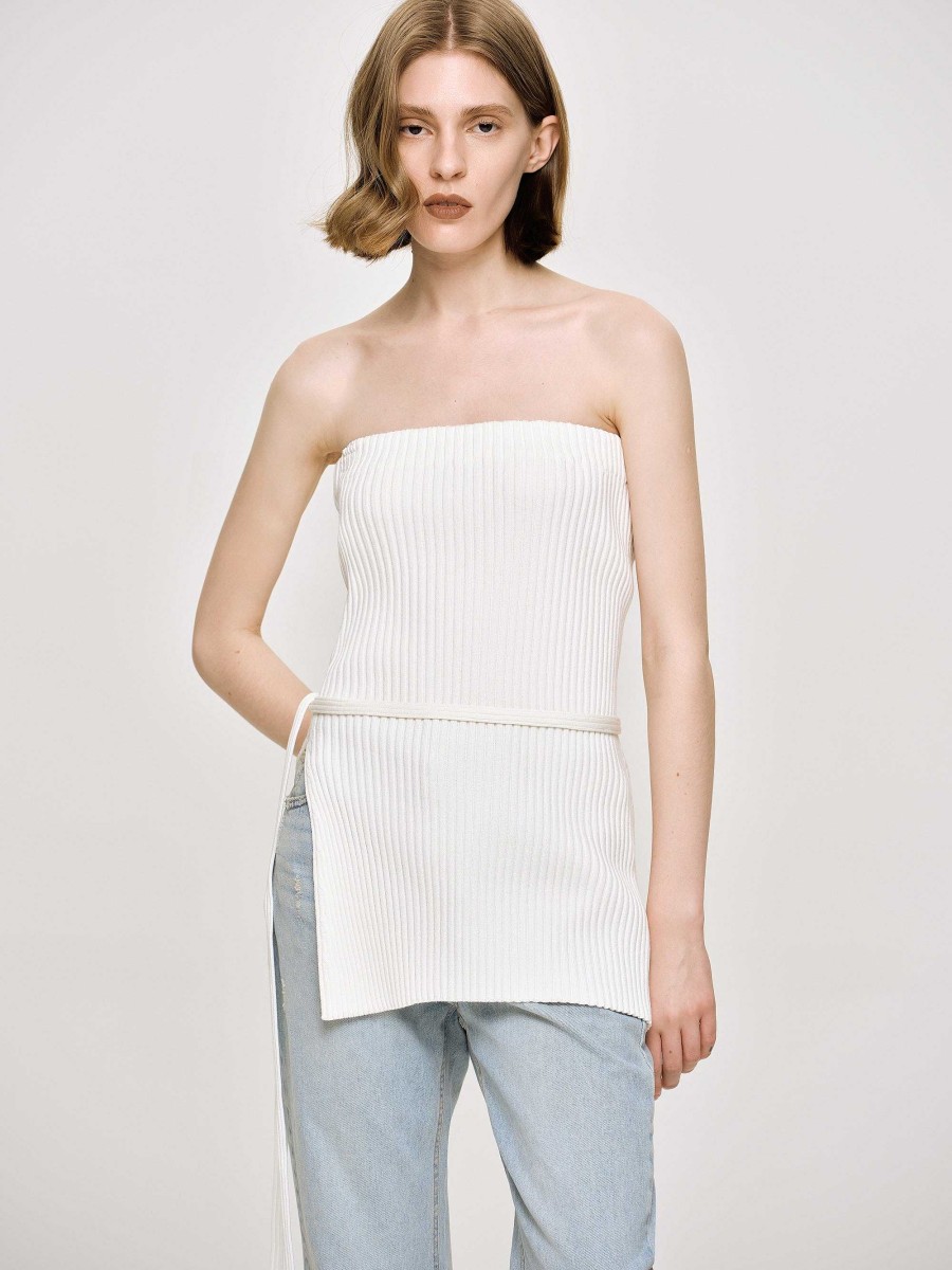 Source Unknown Long Split Rib Knit, White