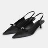 Source Unknown Sifua Front Buckle Slingback Sandals, Black