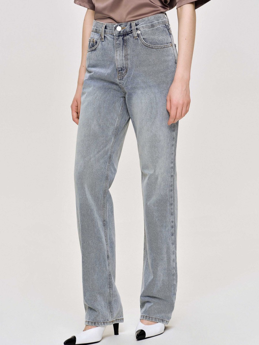 Source Unknown High-Rise Long Jeans, Ash Blue