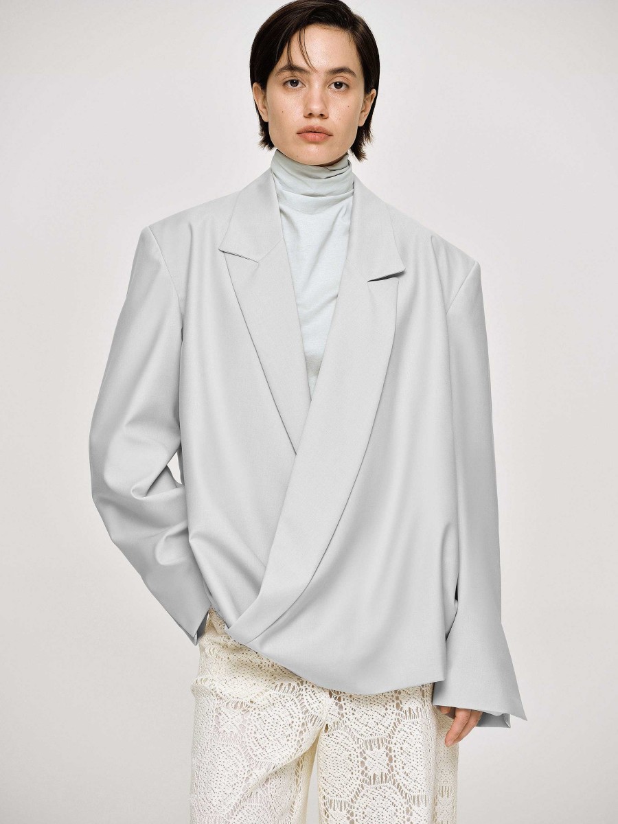 Source Unknown Baia Boxy Wrap Blazer, Gainsboro Grey