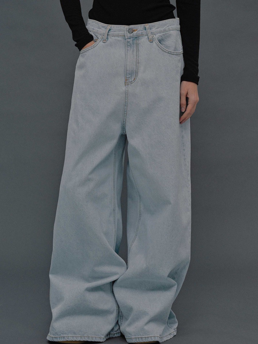 Source Unknown Oversized Fit Jeans, Light Blue Wash