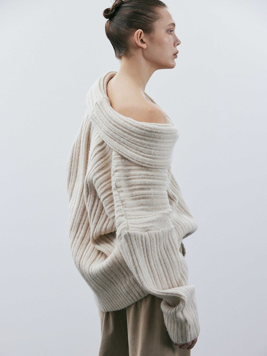 Source Unknown Becca Oversized High Roll Knit Pullover, Birch