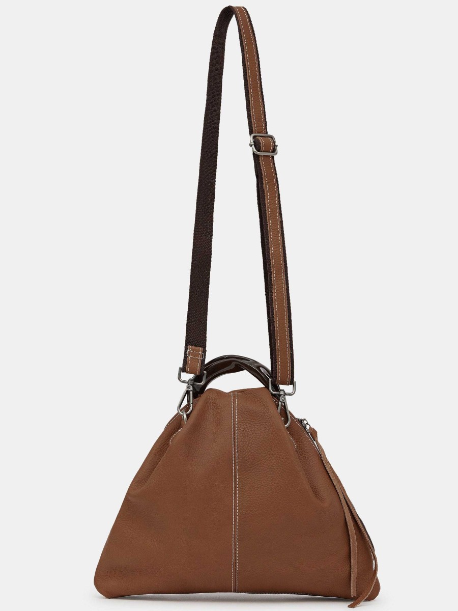 Source Unknown Calfskin Triangle Tote, Brunette