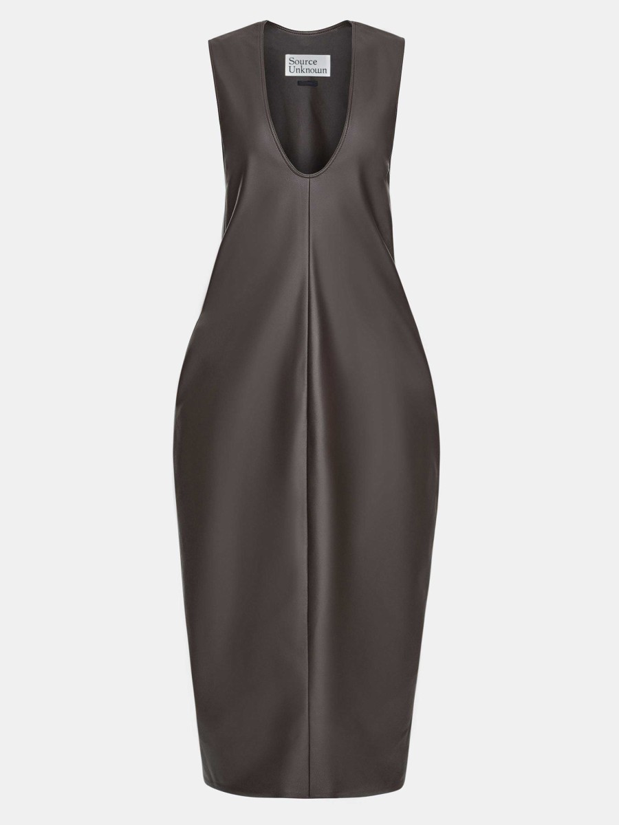 Source Unknown Adua Faux Leather Maxi Dress, Chocolate