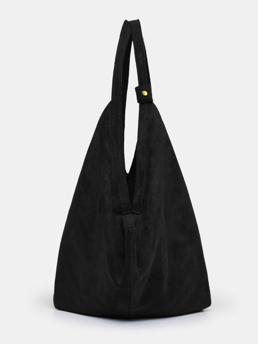 Source Unknown Large Fortune Cookie Bag, Suede Black