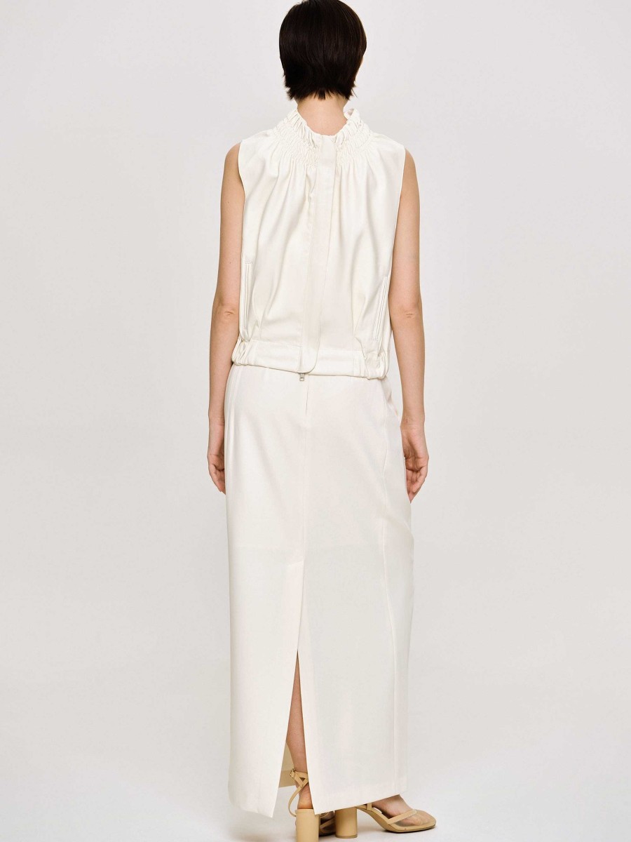 Source Unknown Sleeveless Leather Top, Ivory