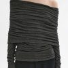 Source Unknown Tova Off Shoulder Knit, Dark Grey Melange