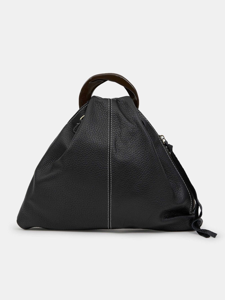 Source Unknown Calfskin Triangle Tote, Black