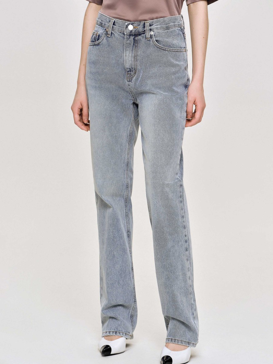 Source Unknown High-Rise Long Jeans, Ash Blue