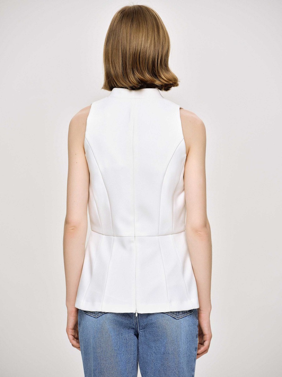 Source Unknown Flared Button Vest, White