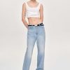 Source Unknown Side Paneled Straight Jeans, Light Washed Blue