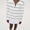 Source Unknown Deep V-Neck Sweater, White Stripe