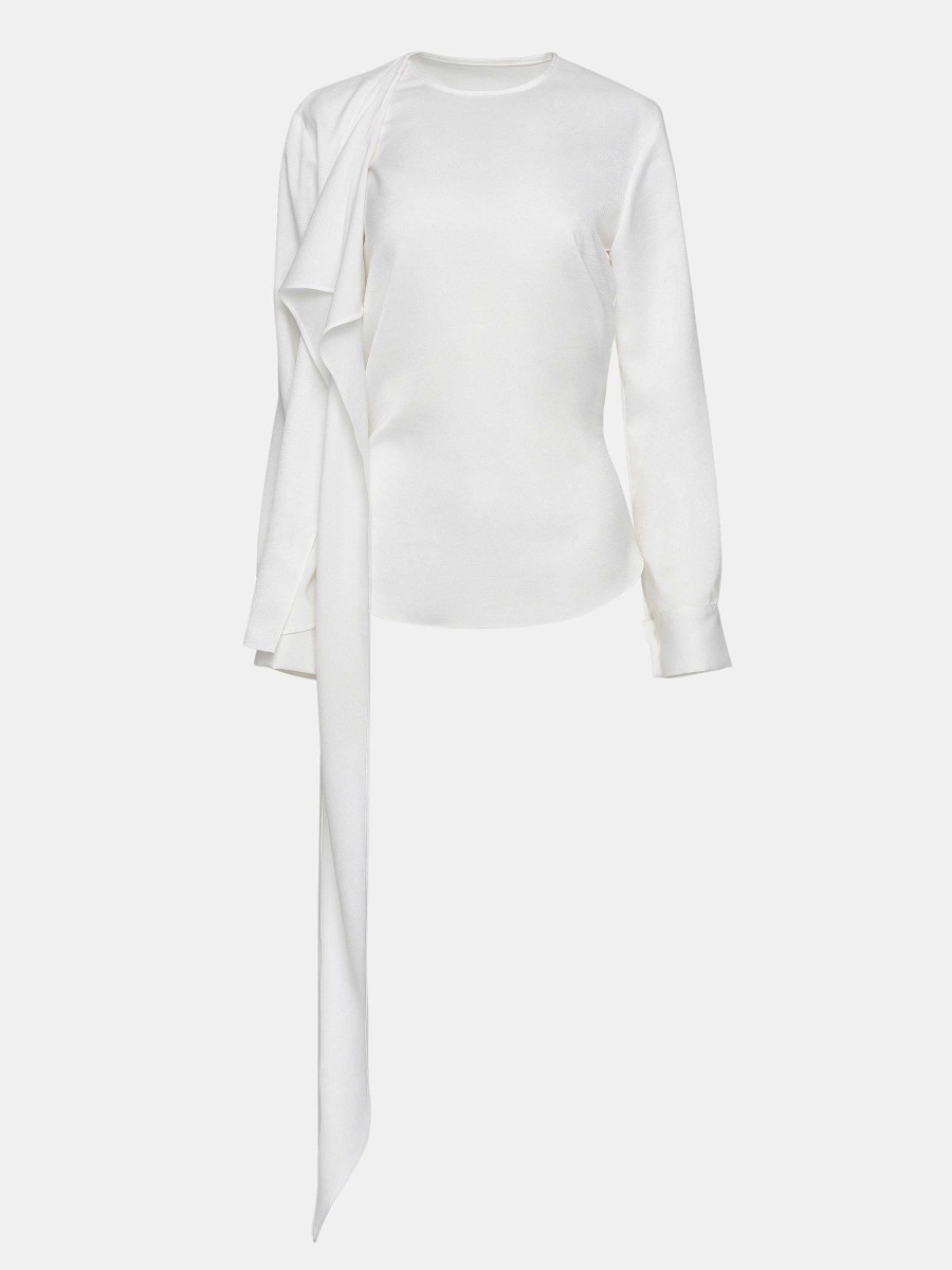 Source Unknown Notte Draped Scarf Blouse, White