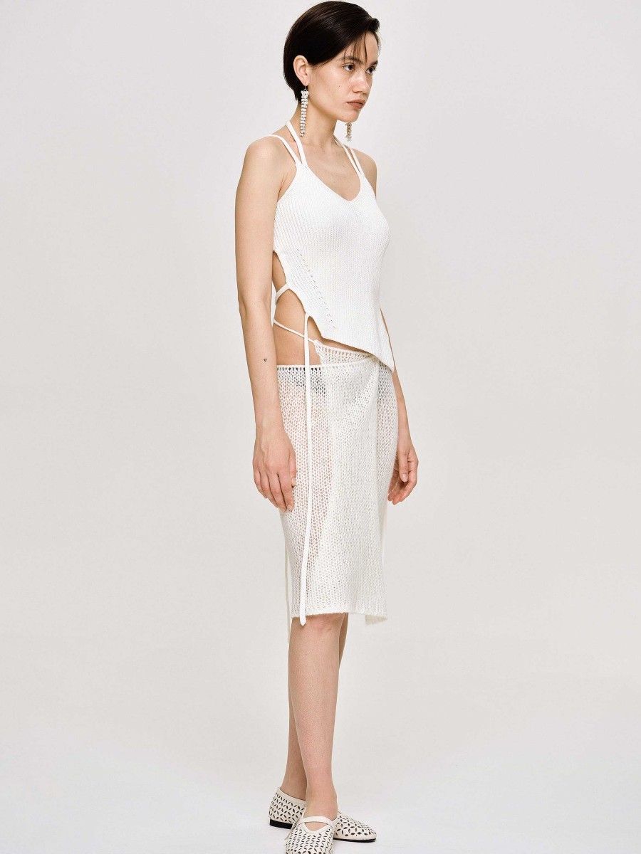 Source Unknown Asymmetric Knit Tank Top, White