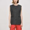 Source Unknown Long Button Vest, Charcoal Melange