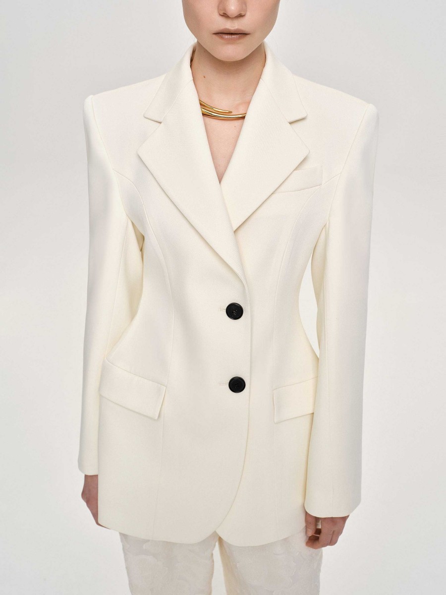 Source Unknown Poldo Hourglass Blazer, Cream