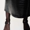 Source Unknown Croc-Embossed Midi Skirt, Black