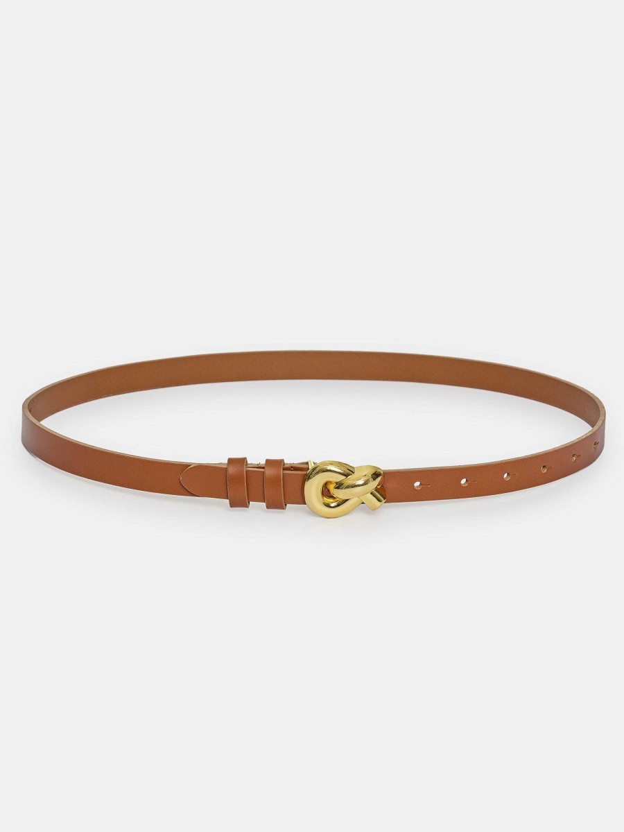 Source Unknown Twisted Knot Buckle Belt, Camel