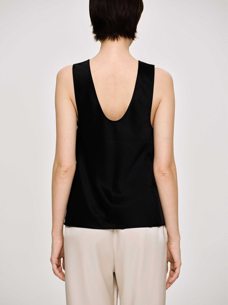 Source Unknown Sleeveless Satin Top, Black