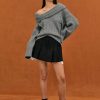 Source Unknown Becca Oversized High Roll Knit Pullover, Storm Grey