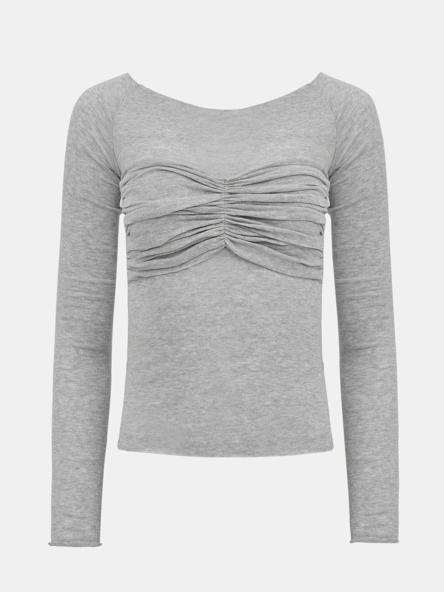 Source Unknown Slim Bustier Jersey Tee, Mist Grey