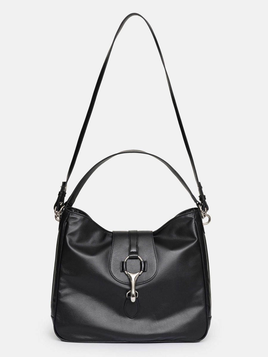 Source Unknown Leather Hobo Bag, Black