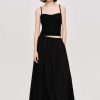 Source Unknown Dhanila Floor-Length Linen Skirt, Black