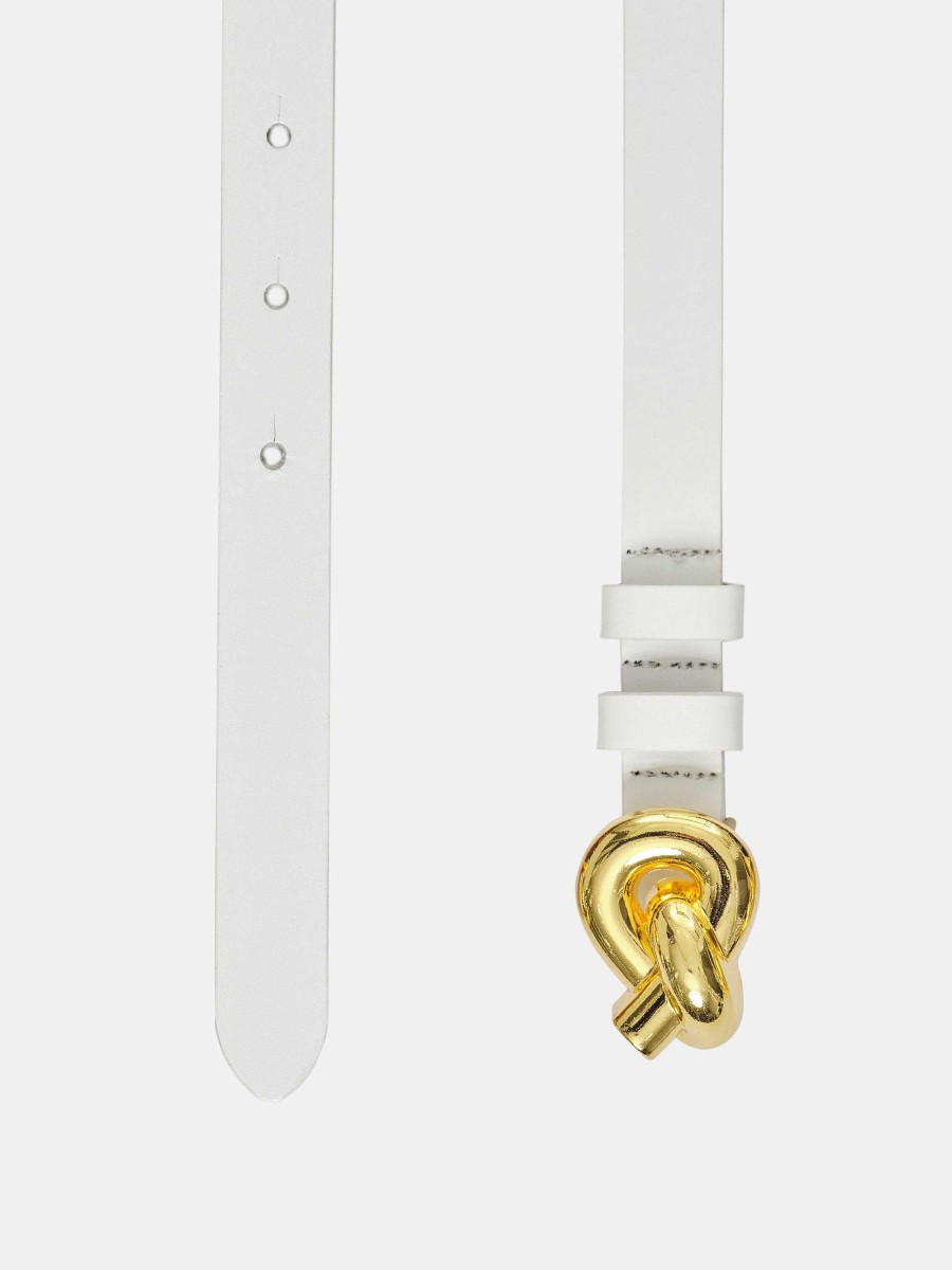 Source Unknown Twisted Knot Buckle Belt, White