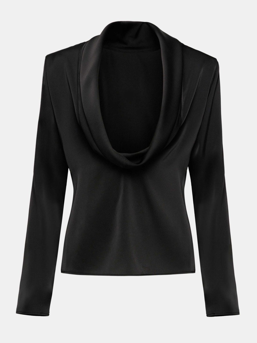 Source Unknown Leiva Cowl-Back Blouse, Black