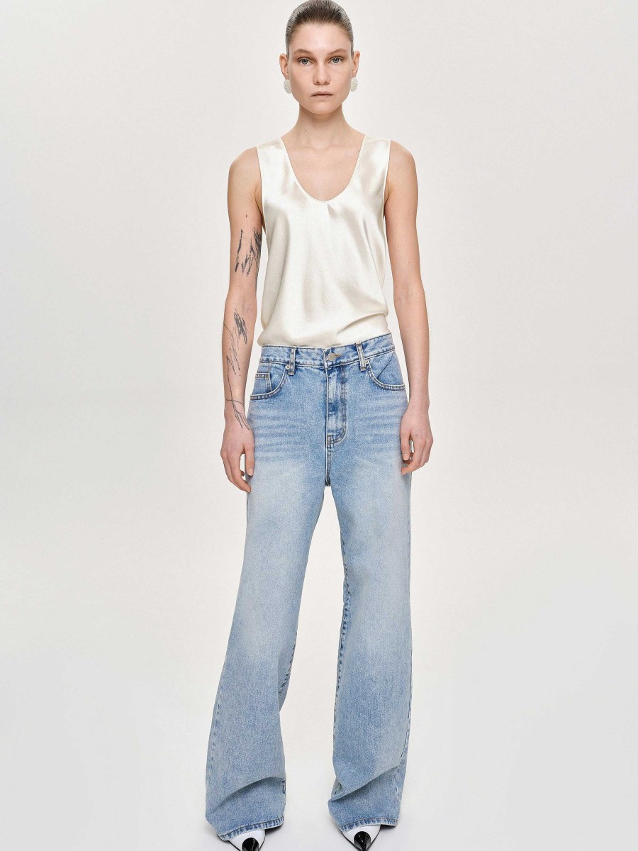 Source Unknown Long Straight-Leg Jeans, Light Vintage Blue