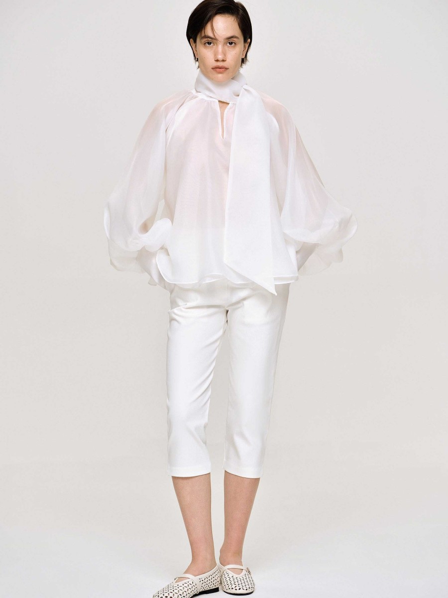 Source Unknown Balloon Sheer Blouse, White