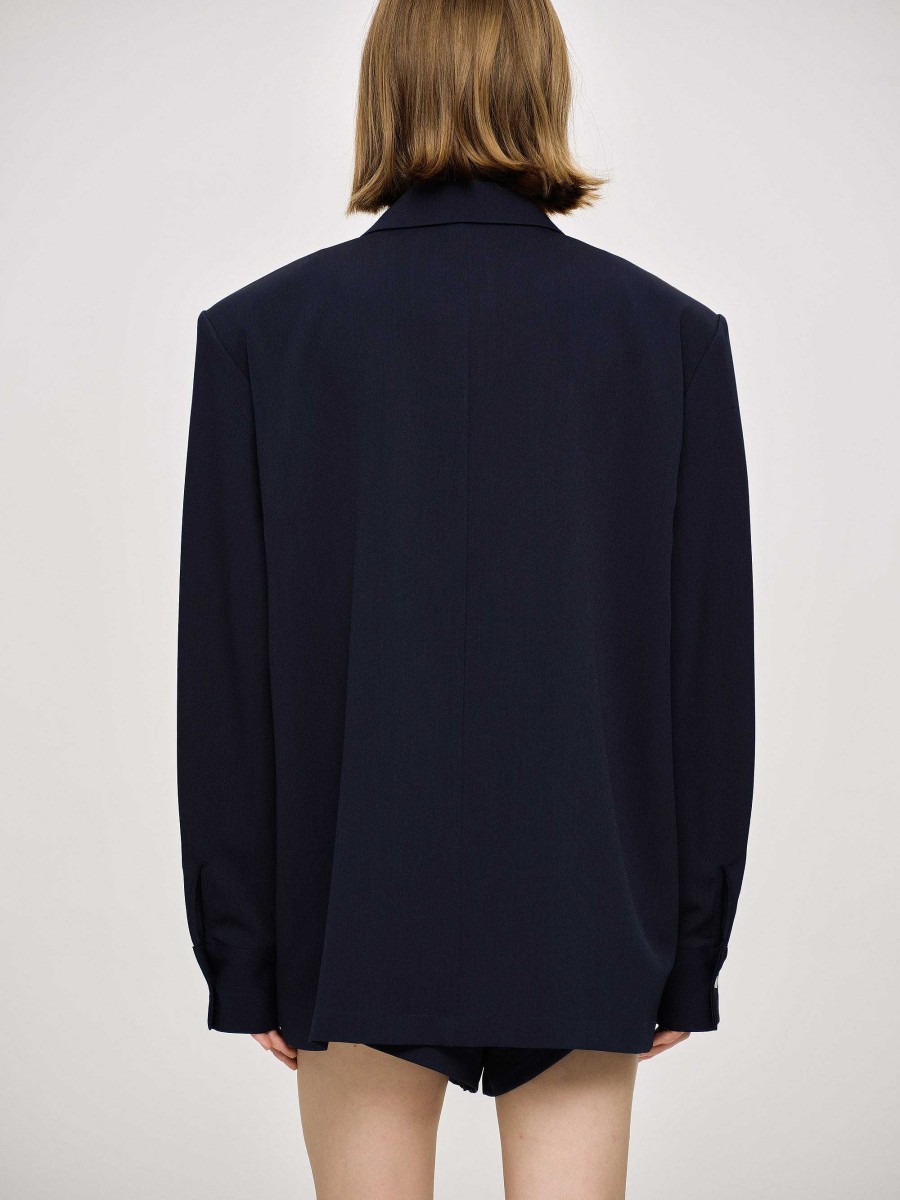 Source Unknown Oversized Fluid Shirt, Navy