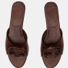 Source Unknown Rose Applique Satin Mules, Chocolate