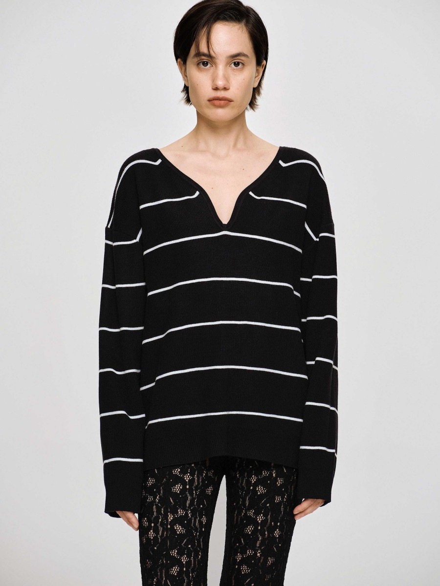 Source Unknown Deep V-Neck Sweater, Black