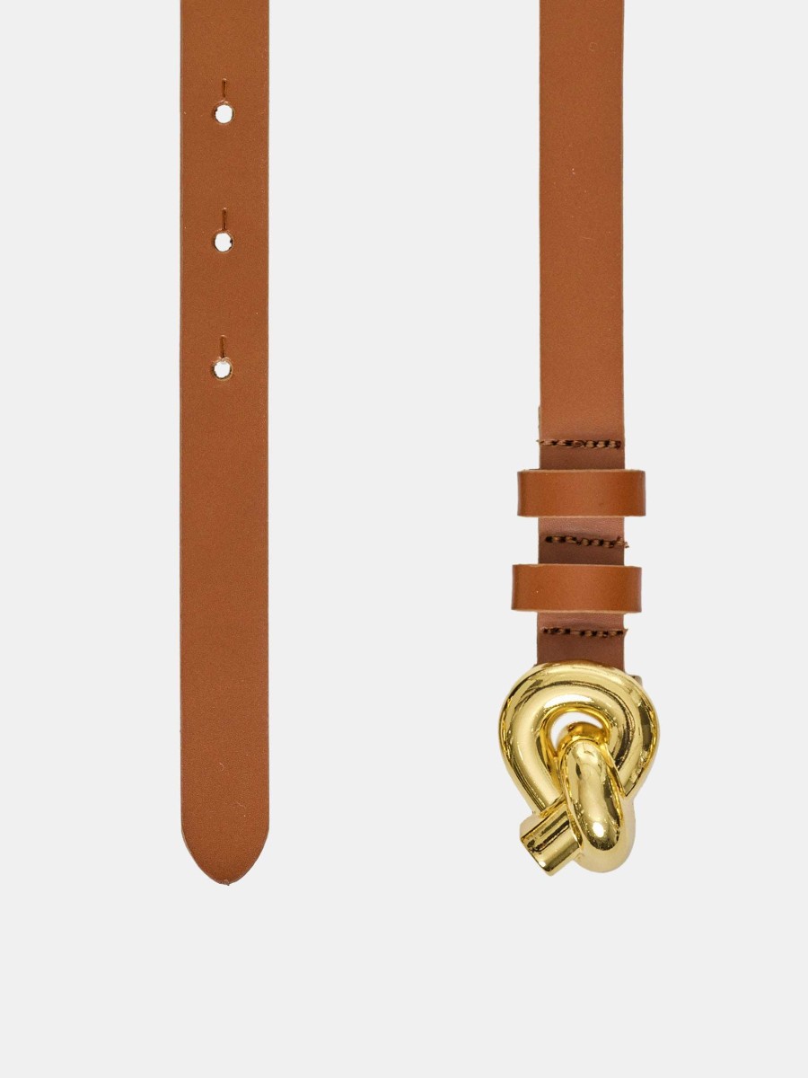 Source Unknown Twisted Knot Buckle Belt, Camel