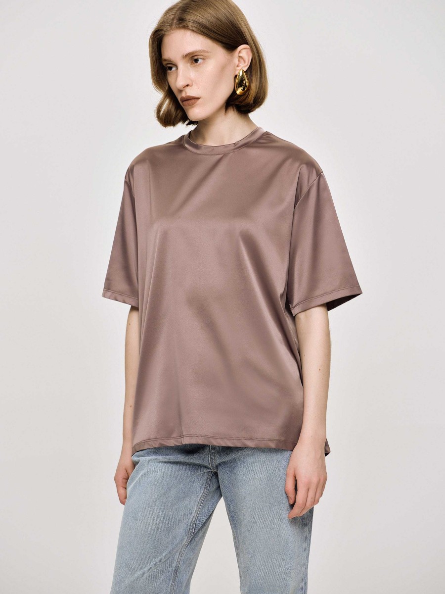 Source Unknown Silky Satin T-Shirt, Red Bean