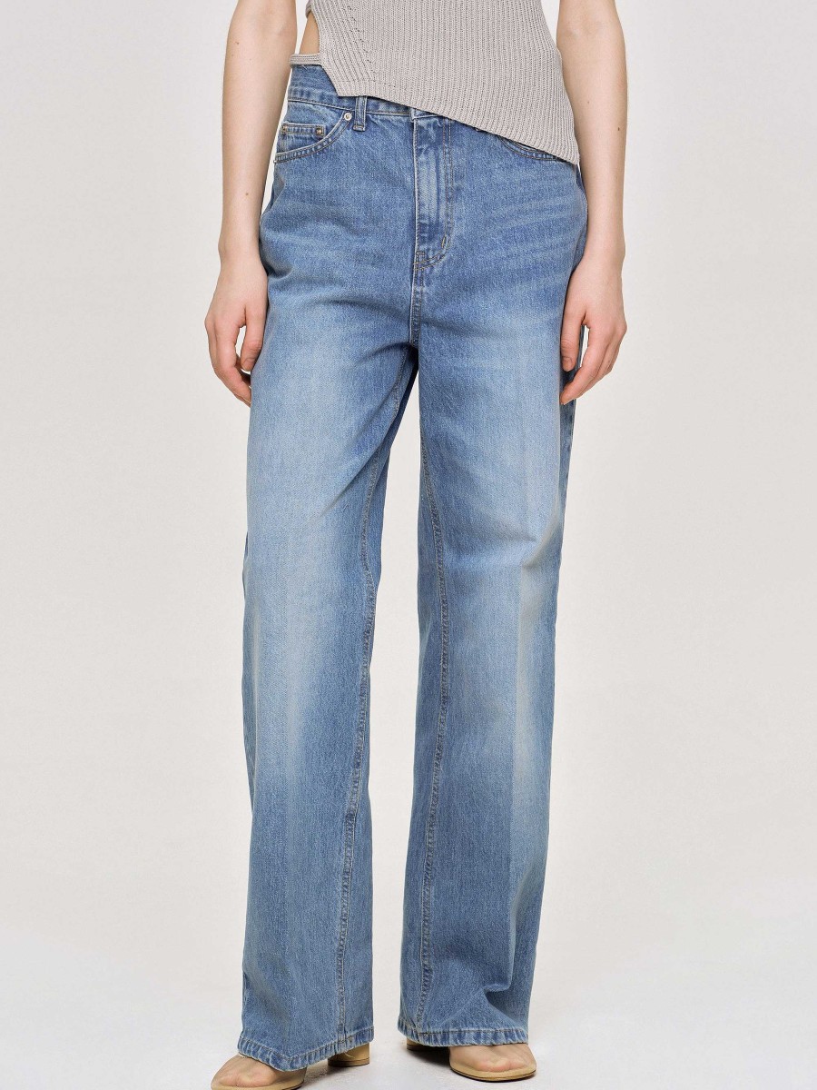 Source Unknown Relaxed Straight Jeans, Mid Wash