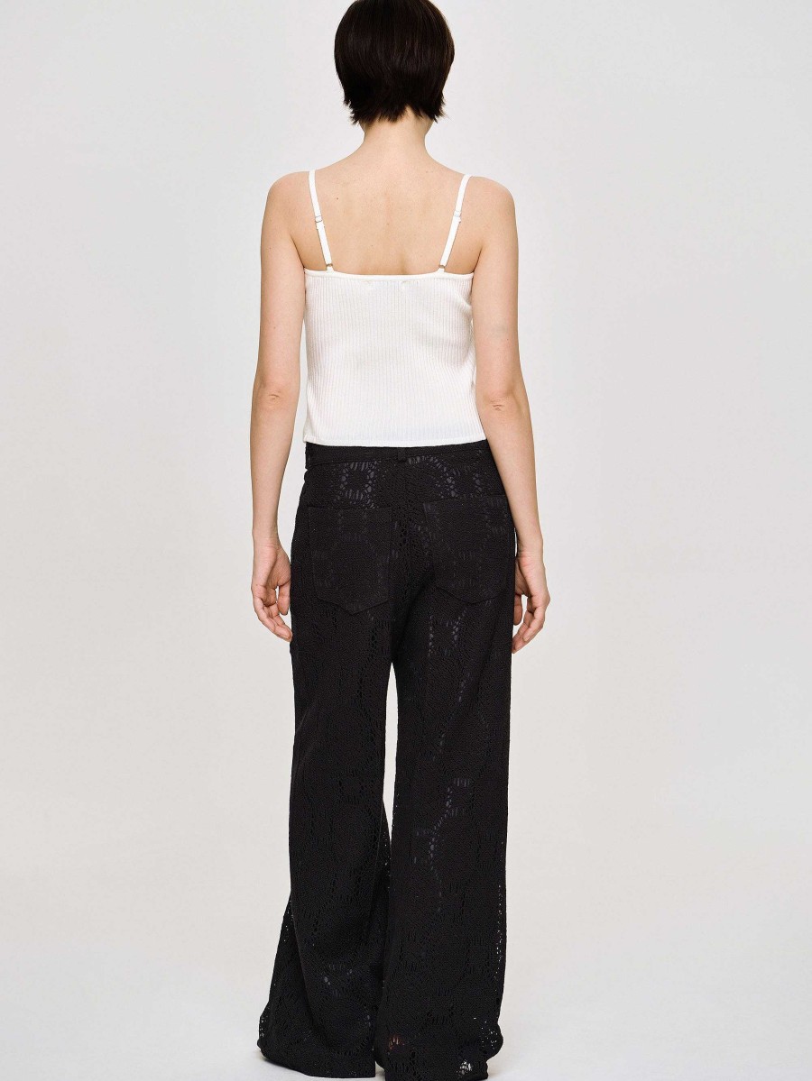 Source Unknown Sevilla Crochet Wide Trousers, Black