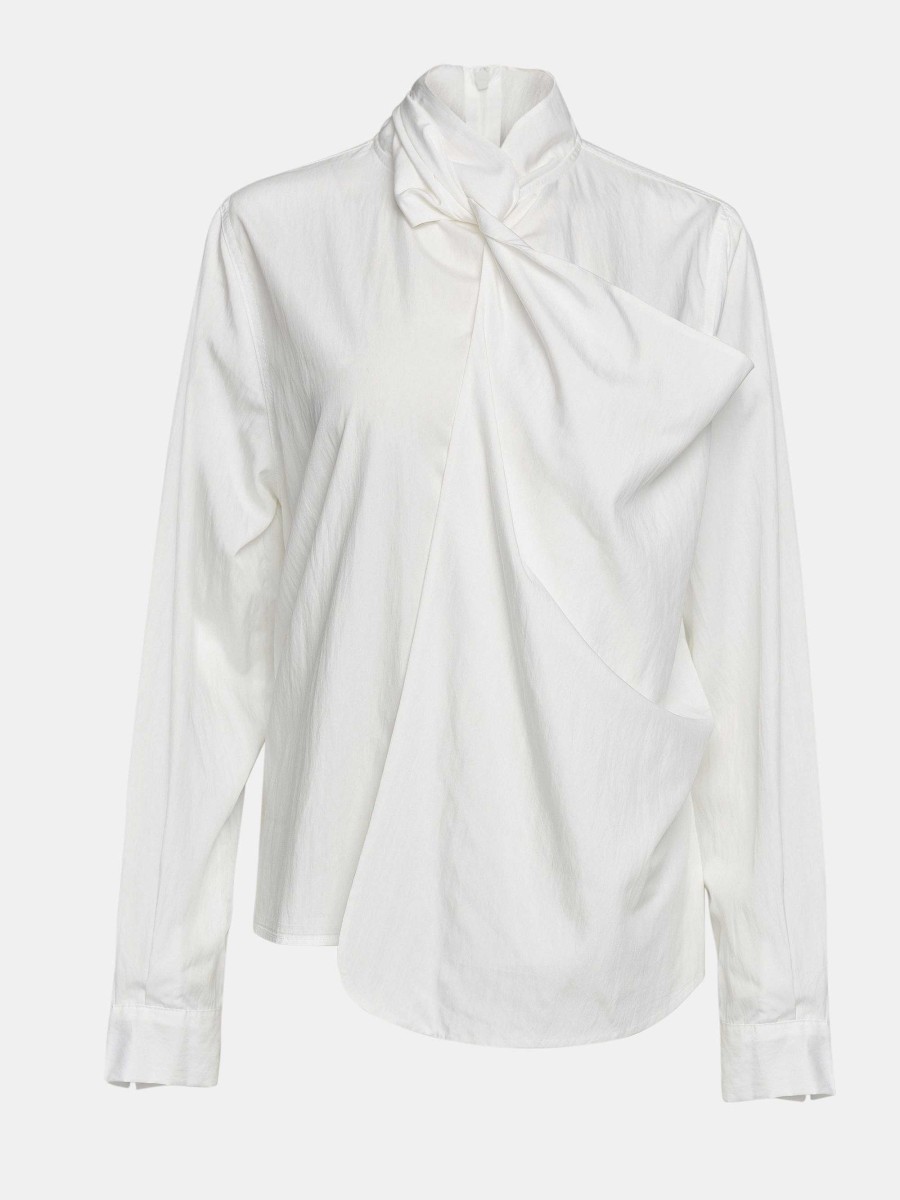 Source Unknown Mesash Twisted Scarf Blouse, White