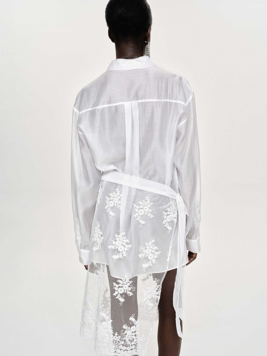 Source Unknown Sheer Button-Down Shirt, White