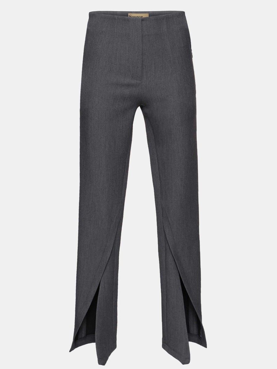 Source Unknown Tyia Bias-Cut Slim Trousers, Dark Charcoal