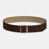 Source Unknown Square Buckle Suede Belt, Espresso