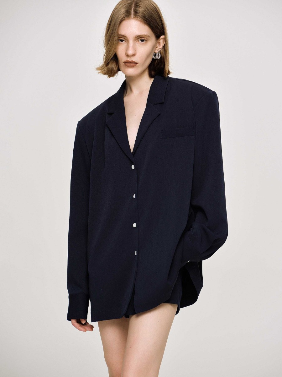 Source Unknown Oversized Fluid Shirt, Navy